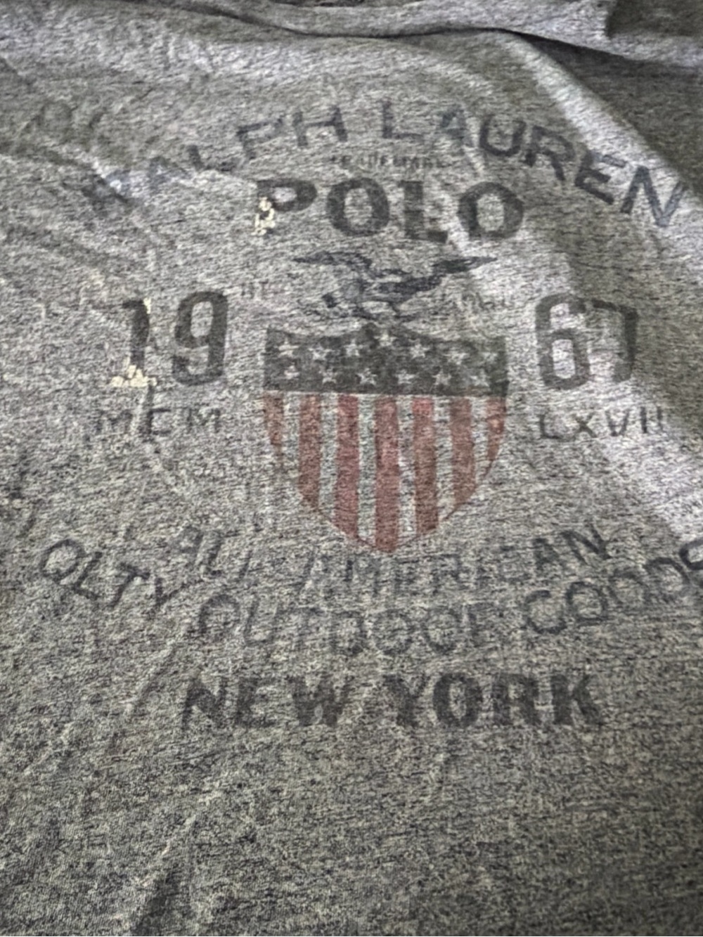 Polo by Ralph Lauren Heather Gray Tee with Navy Print